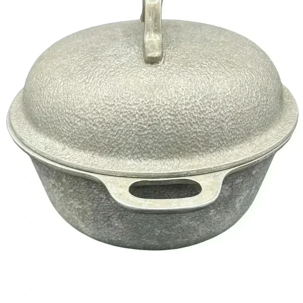 Vintage 1950s Century Silver Seal Hammered Aluminum Dutch Oven Roaster MCM